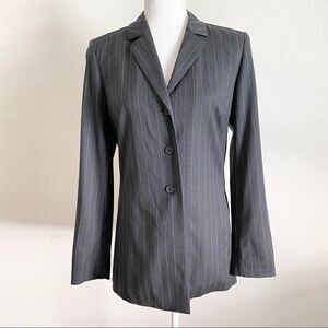 Escada Gray Stripe Linen Blazer Jacket Women’s 34 XS Business Formal Classic